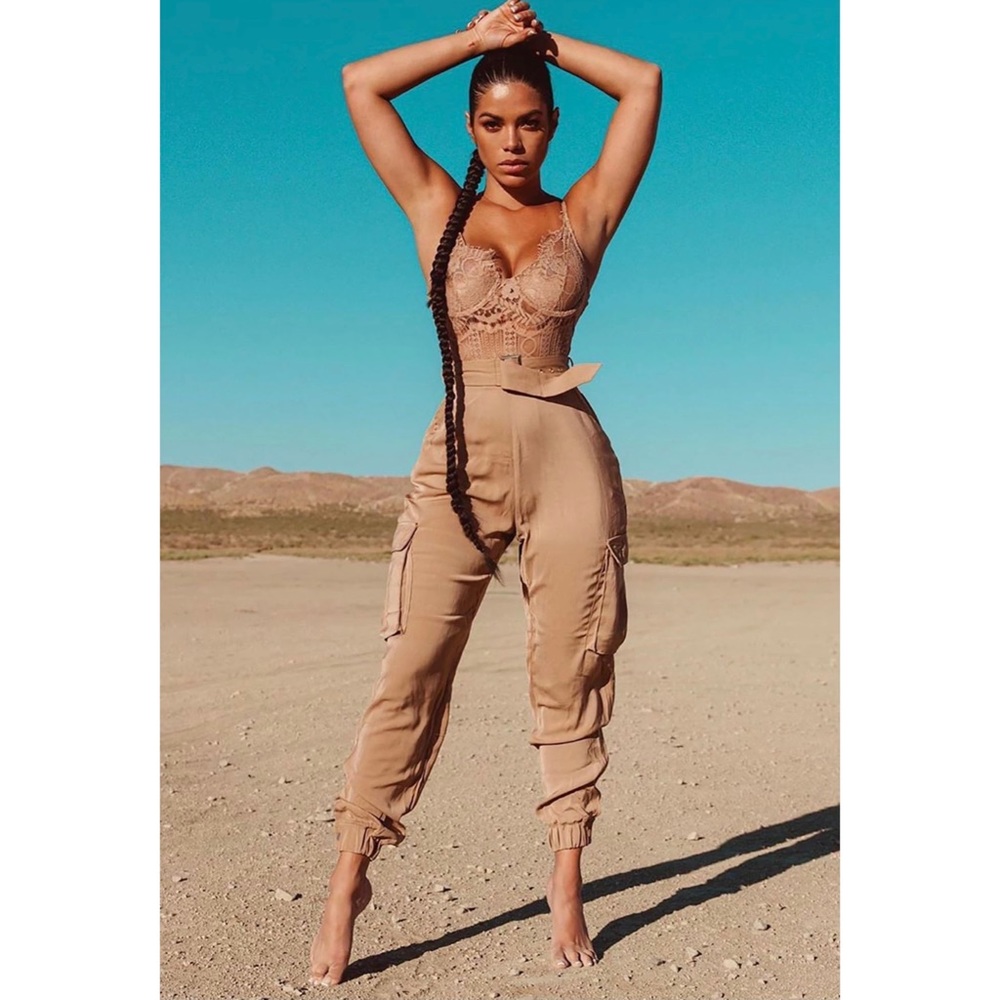 Nude lace top jumpsuit NWT